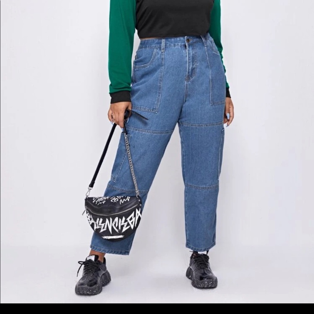 Shein plus patch pocket jeans